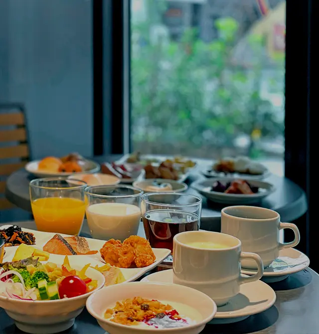 A breakfast buffet with over 30 Japanese and Western dishes